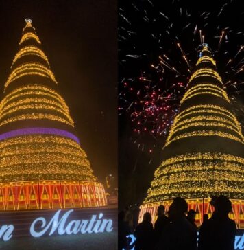 Medio millón de luces iluminan el árbol navideño de San Martín en el Salvador del Mundo