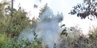 Realizan labores de enfriamiento en predio con vegetación seca en Los Planes de Renderos